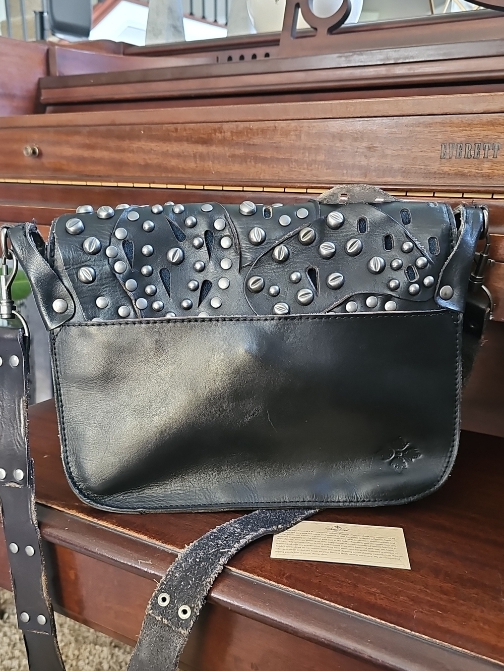 Patricia Nash Purse Rosa Leather Studded Distressed Crossbody Shoulder Bag - Picture 10 of 15